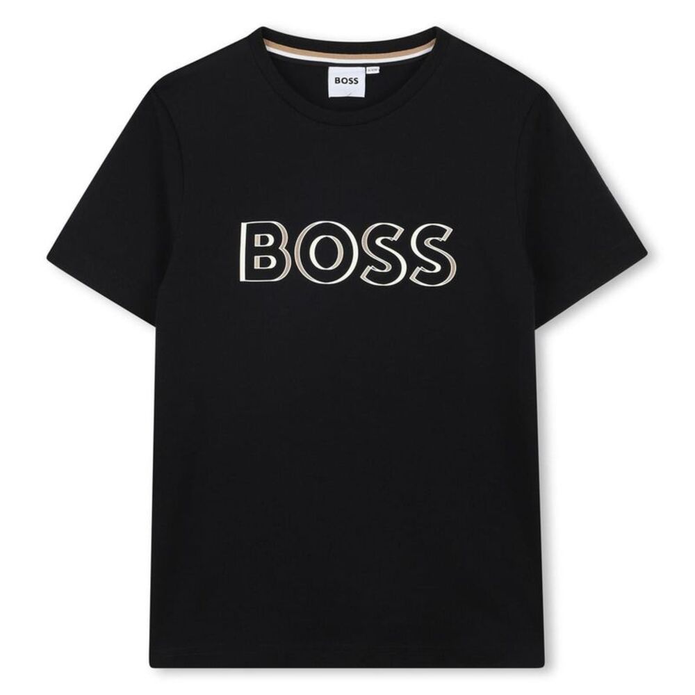 Boss Childrens/Kids Logo Printed Regular T-Shirt / Black